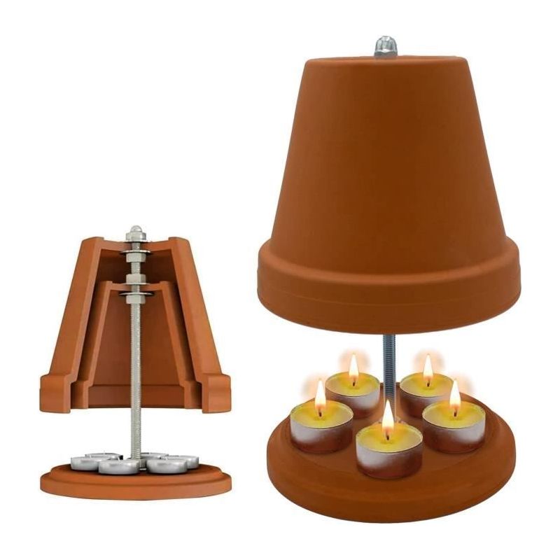 Zusatzheizung – Zgeer – Großer, Kerzenbetriebener Teelichtofen – Doppelwandig – Braun – Modernes Design