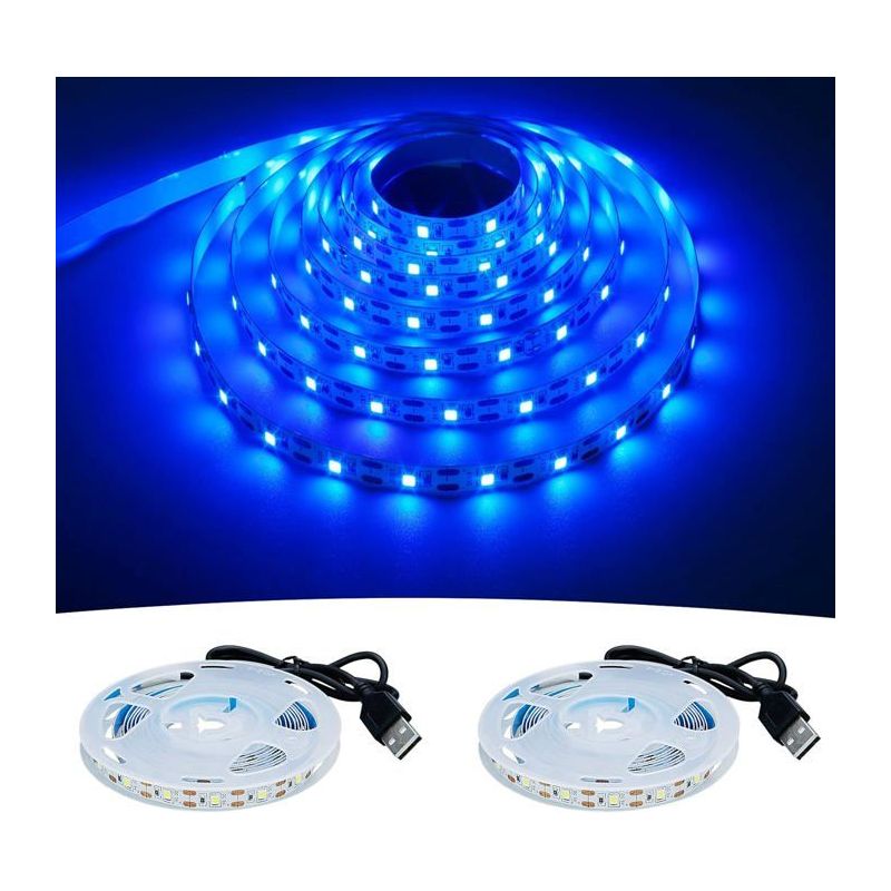 5v Usb-led-streifen, Blau, 6000k, Usb-betrieben, 4 M (2er-pack), Flexibel, Smd2835, Hohe Helligkeit, Nicht Wasserdicht (ip20)