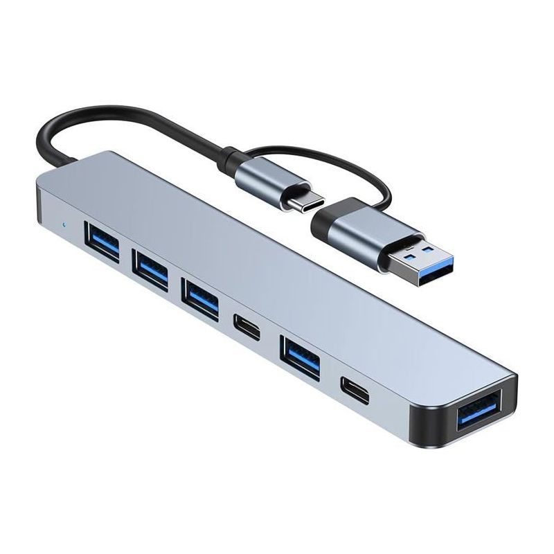 Uplayteck 7-in-2 Usb-c Hub, Multi-port Usb-dockingstation-adapter, Kompatibel Mit Macbook, Imac, Ipad, Iphone, 1 Usb 3.0, 4 Usb 2.0