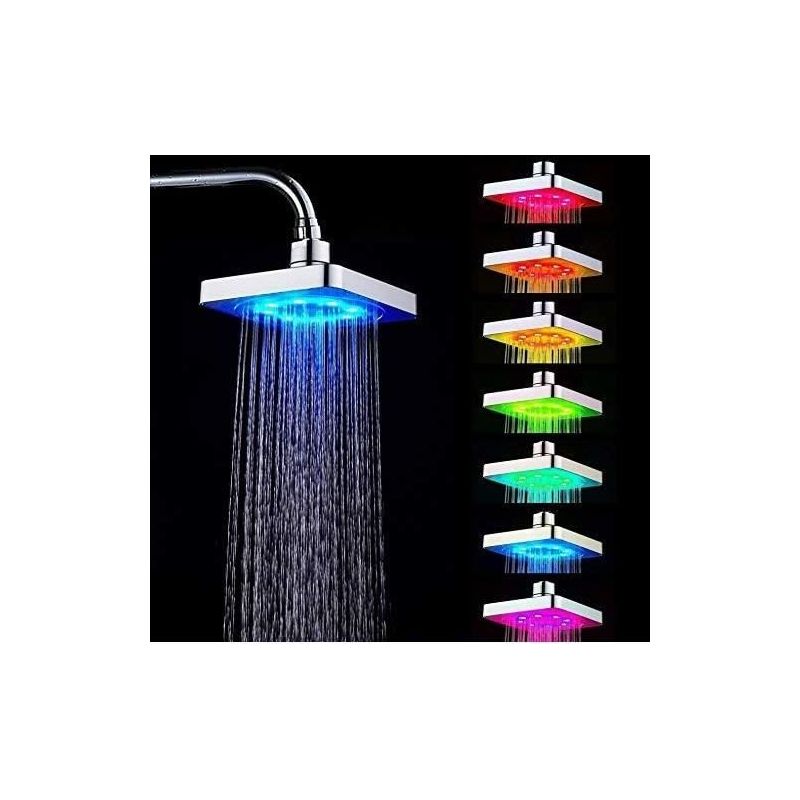 Quadratischer Led-duschkopf – Zvd – 7 Farben – Abs – Wassersparend