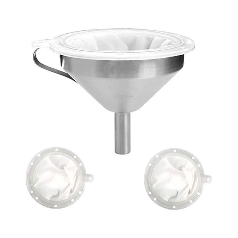 5-zoll-küchentrichter Aus Edelstahl, 200/400-mesh-filter, Für Flüssigkeiten, Öle, Säfte, Wein, Marmeladen