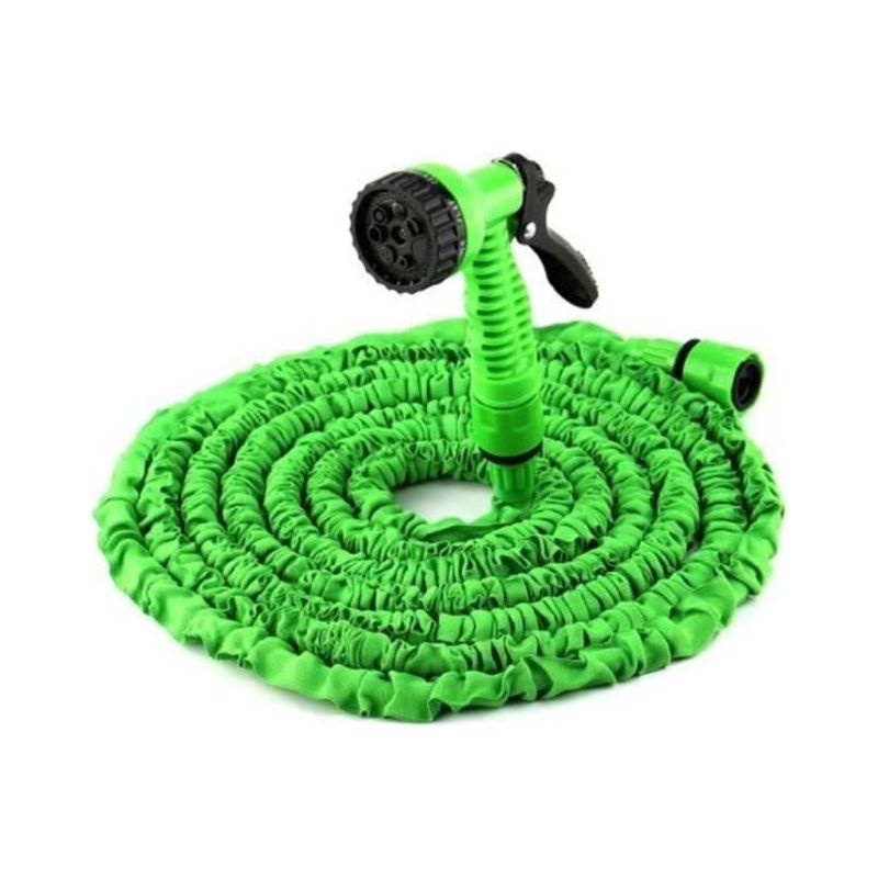 Gartenschlauch, (100ft)/ 30 M Einziehbarer Gartenschlauch + 7-funktionen-spritzpistole (grün)