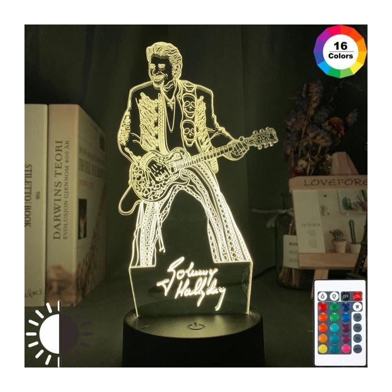 16 Farben Mit Fernbedienung – Buntes Led-nachtlicht Mit Johnny-hallyday-gitarrenfigur, Für Fans, Clubs Oder