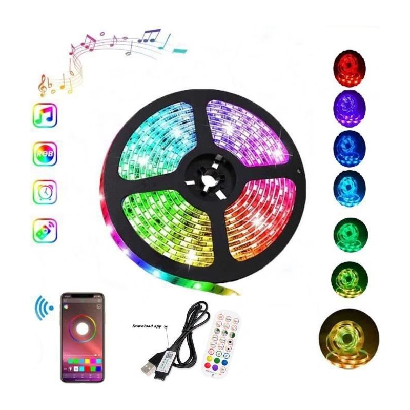 Led-streifen – Mehrfarbig – 5 M – Ip65 Wasserdicht – Smartphone-steuerung – 150 5050smd-leds