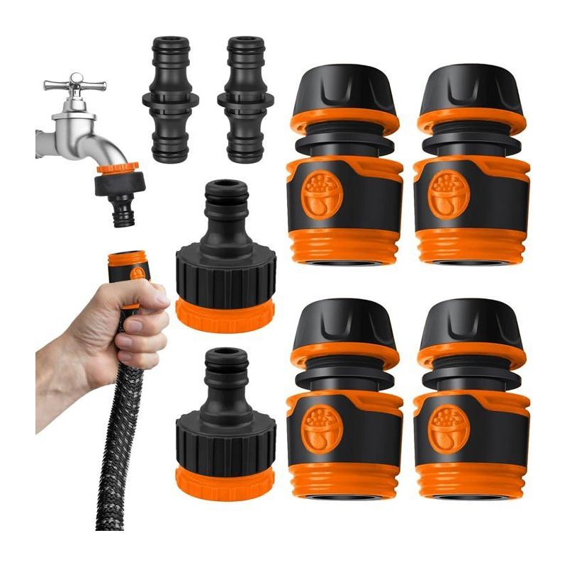 Gartenschlauchverbinder – Xvx – 8-teiliges Set – 1/2"-kompatibel – Langlebige Materialien – Einfache Montage