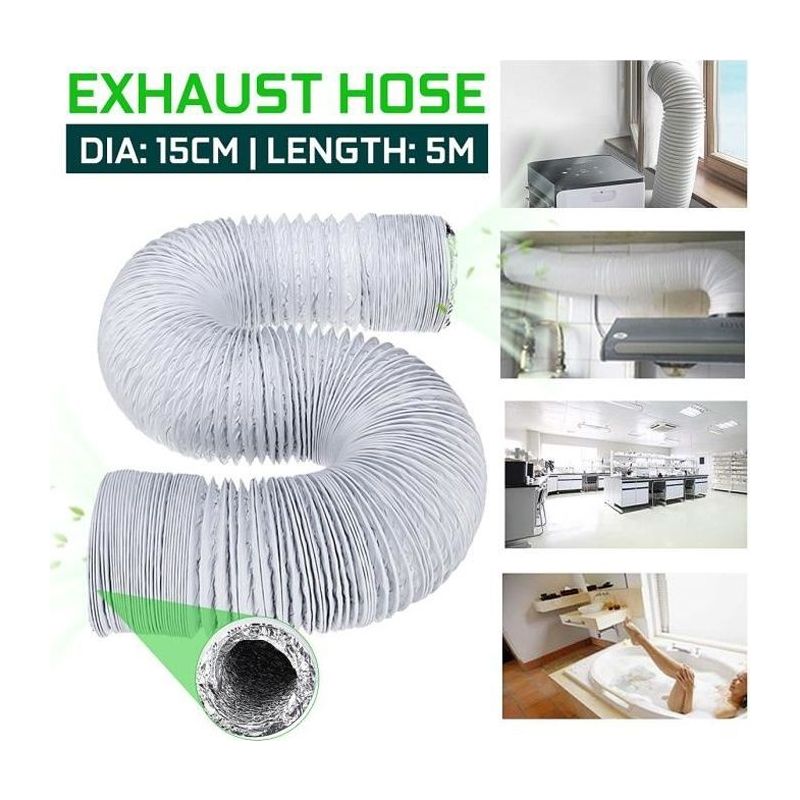 Neufu Flexibler Abluftschlauch Für Klimaanlage, Lüftung, Dunstabzugshaube, 15 Cm X 5 M