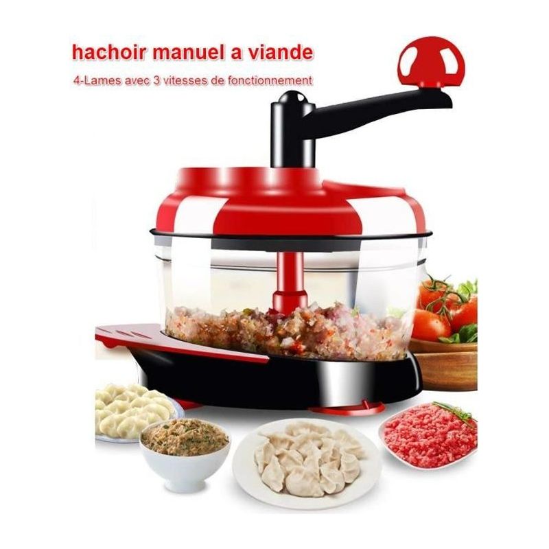 Manueller Fleischwolf Mit 4 Klingen Und 3 Geschwindigkeitsstufen / Gemüseschneider / Standmixer / Rührgerät / Rührbesen Mit 2 Litern Fassungsvermögen