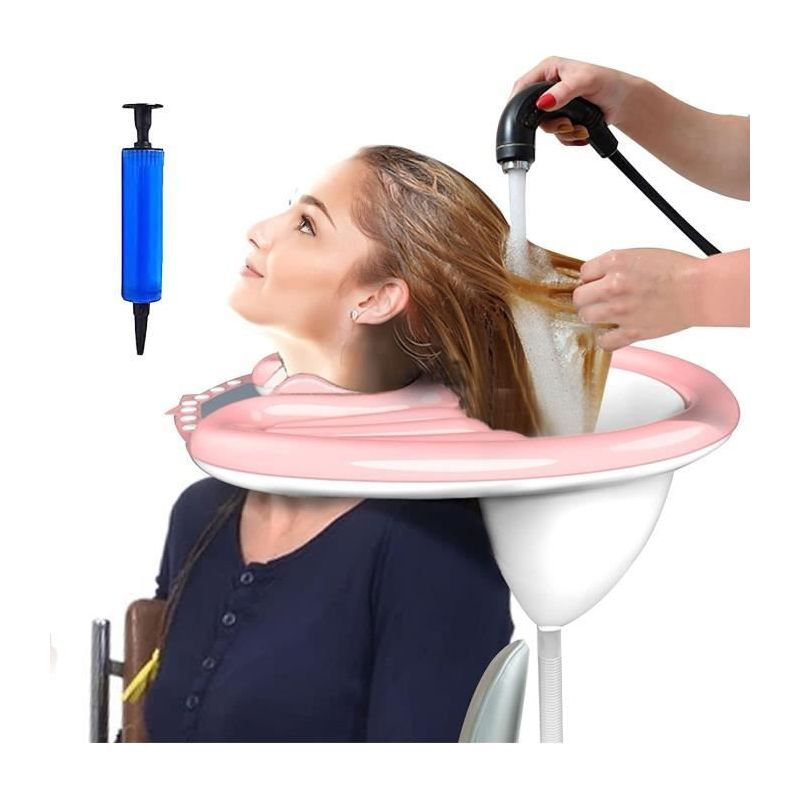 Aufblasbares Shampoo-waschbecken – Tragbares Waschbecken – Pvc – Abflussschlauch – Rosa
