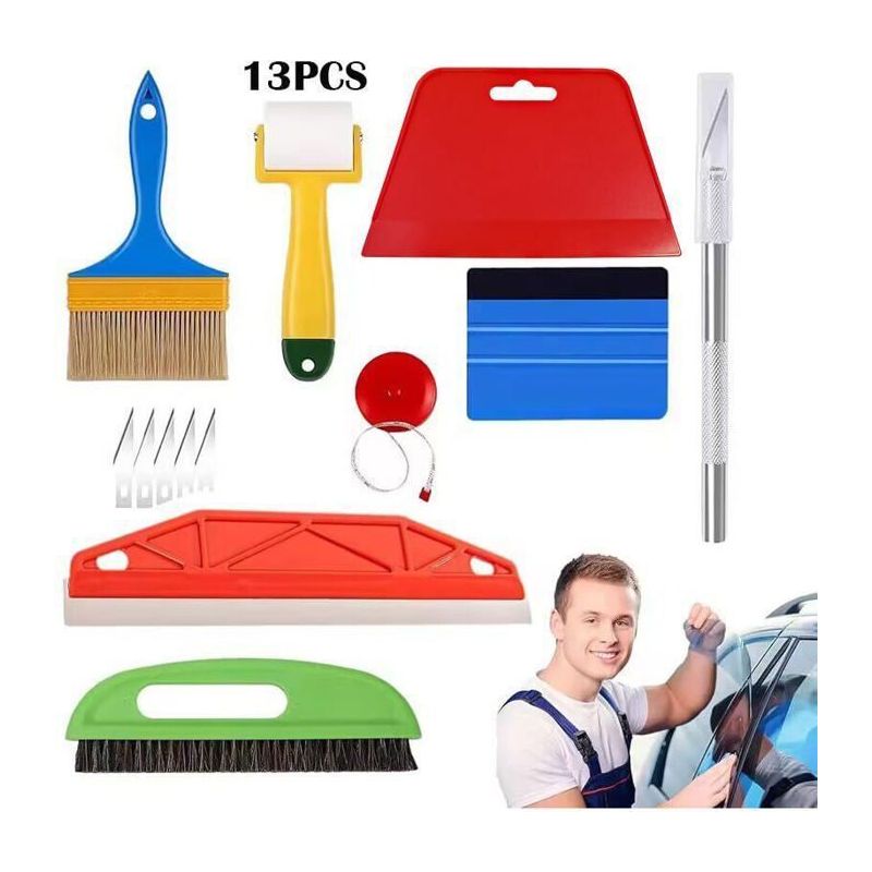 Tapezier-set - Jiangzha - Folienwerkzeuge - Ergonomisch - Inklusive Handschuhen - 5 Ersatzklingen