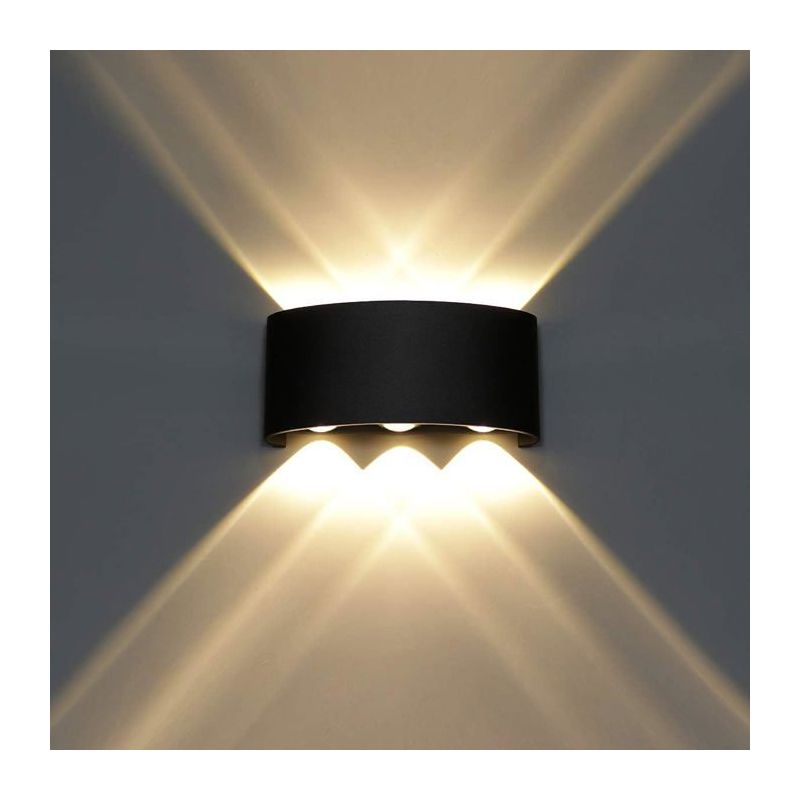 Snogold Moderne 6w Led-wandleuchte Für Den Innenbereich In Schwarzem Aluminium, Warmweiße Led-wandleuchte Mit Nach Oben/unten Gerichteter Leuchte Für Schlafzimmer/flur