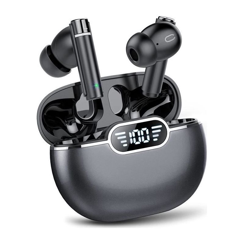 Kabellose Bluetooth 5.3-ohrhörer, Hi-fi-stereo-sound, Ipx7 Wasserdicht, Sport-bluetooth-headset Mit Led-anzeige, Schwarz