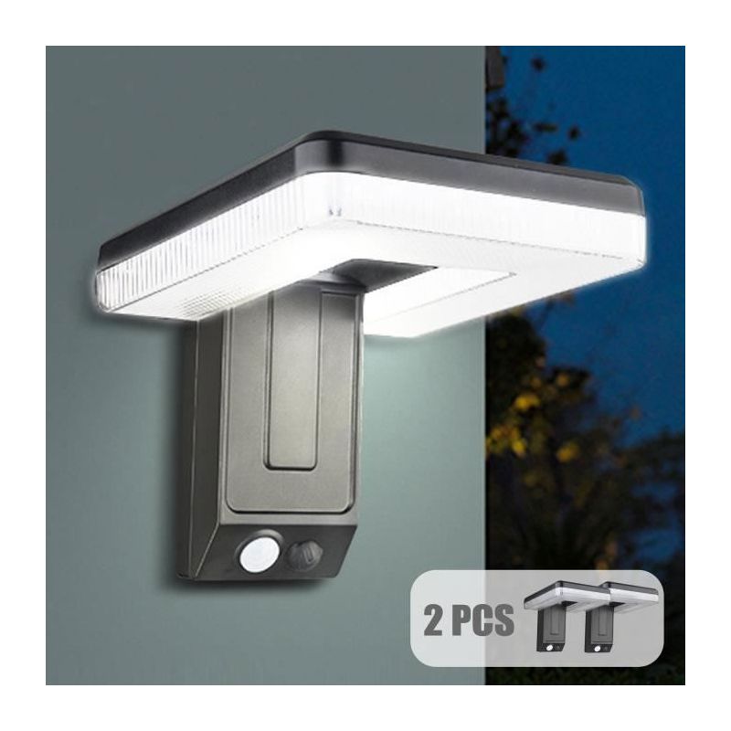 2-teiliges Solar-wandleuchten-set, Ip45 Wasserdicht, 3 Modi, 180° Abstrahlwinkel, Mit Bewegungssensor, Für Die Außenbeleuchtung