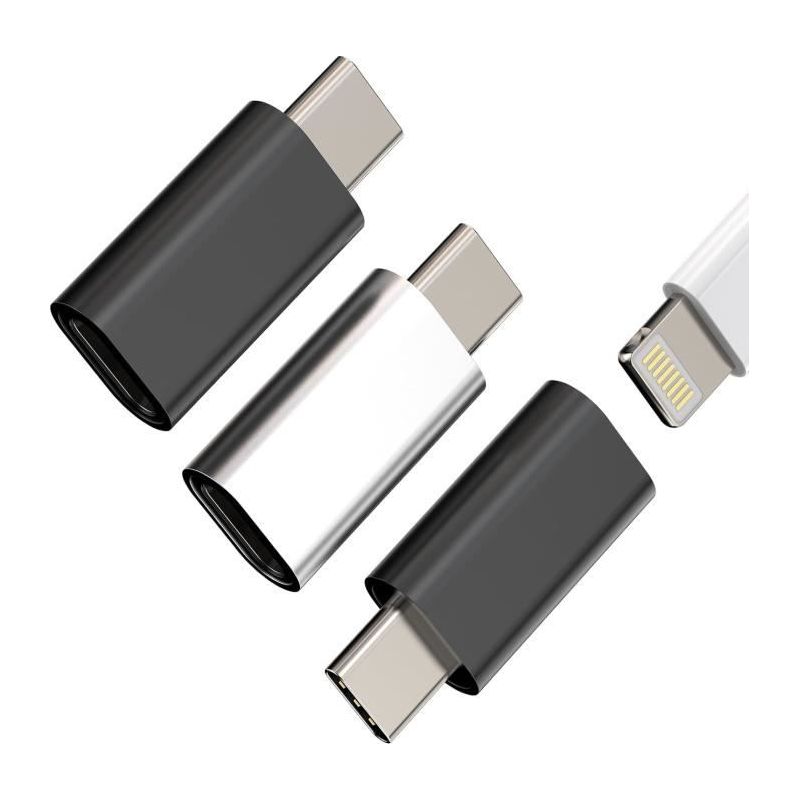 Lightning-auf-usb-c-adapter – Hautstore – 3er-pack – Laden Und Synchronisieren – Schwarz – Iphone Und Usb-c