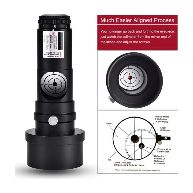 1,25"-laserkollimator, 2"-adapter, 7 Helligkeitsstufen Für Newton-teleskope