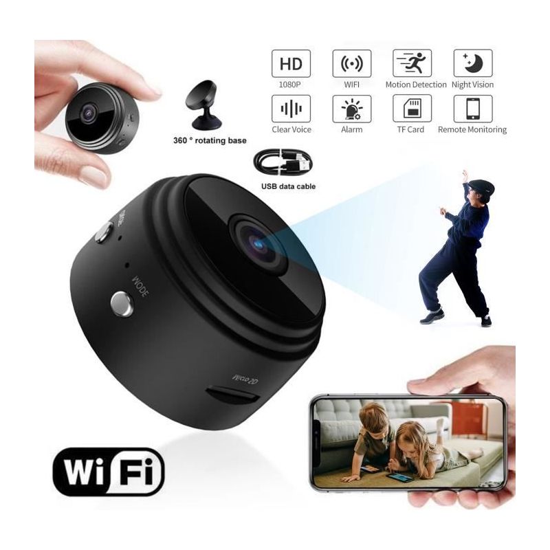 Kabellose Hd-kamera – Schwarz – 1080p – Wlan-monitor – Für Den Innen- Und Außenbereich – Tragbar
