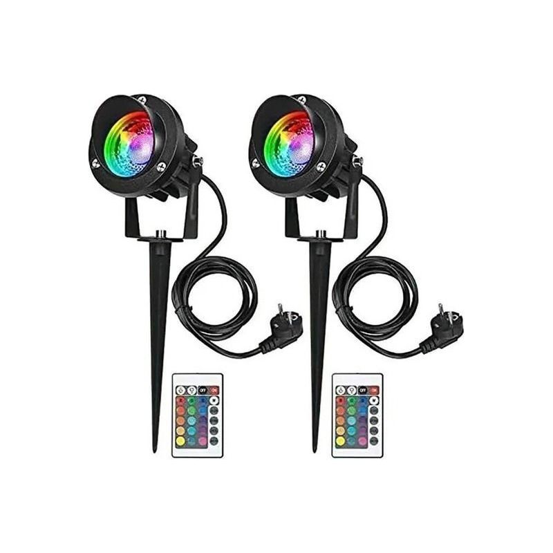 10-w-rgb-led-außenstrahler Mit Erdspießen, Ip65 Wasserdichte Gartenleuchten, 2er-pack