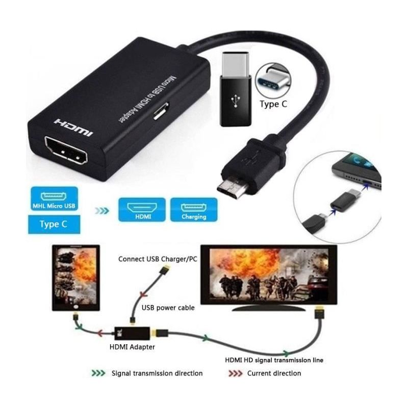 Micro-usb-stecker Auf Hdmi-buchse Adapterkabel, Typ C, Hd 1080p, Für Huawei, Xiaomi, Lg, Android