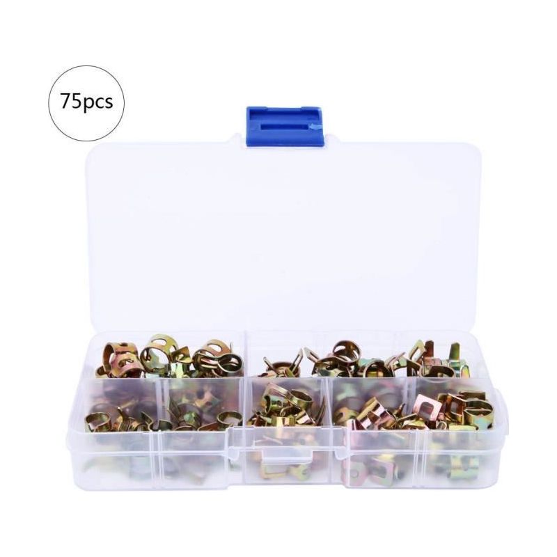 Fdit 75-teiliges Schlauchschellen-set, 6 Mm/7 Mm/8 Mm/9 Mm/10 Mm Federschlauchschellen, Sortiment