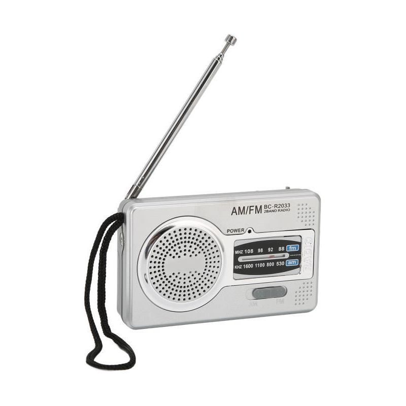 Am/fm-transistorradio Mit Dsp-chip, Tragbares Mini-taschenradio Mit Lautsprecher Und Kopfhöreranschluss, Silber/grau