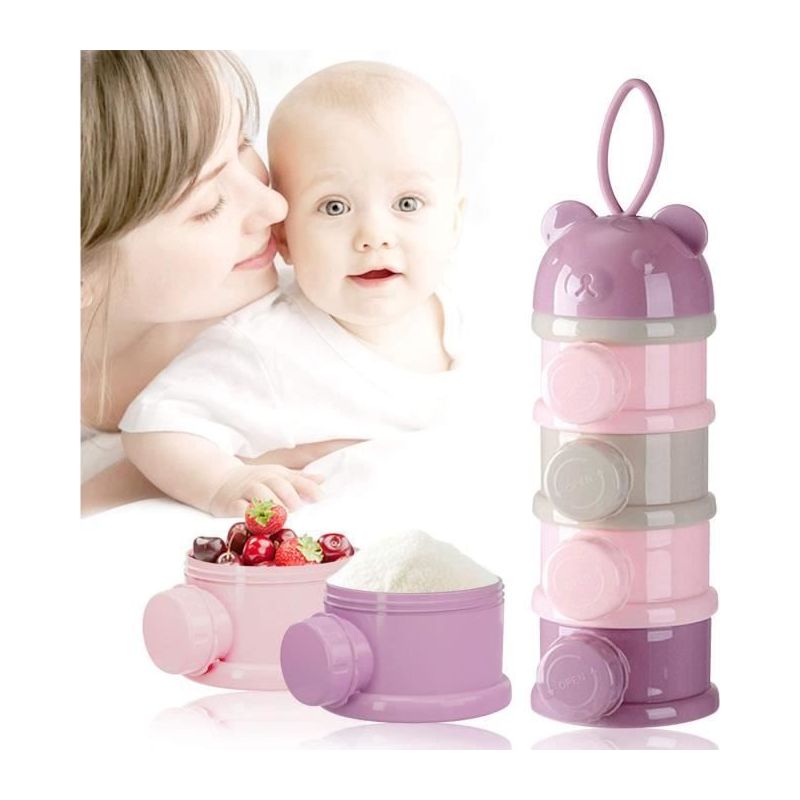 Babymilchpulver-spender – Stapelbarer 4-lagiger Spender – Lila