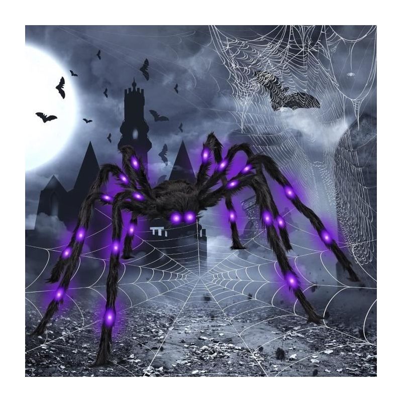 Halloween-spinne, 125 Cm Große, Gruselige Riesenspinne, Led-plüschspinne Für Partys, Spukhäuser Und Halloween-dekoration