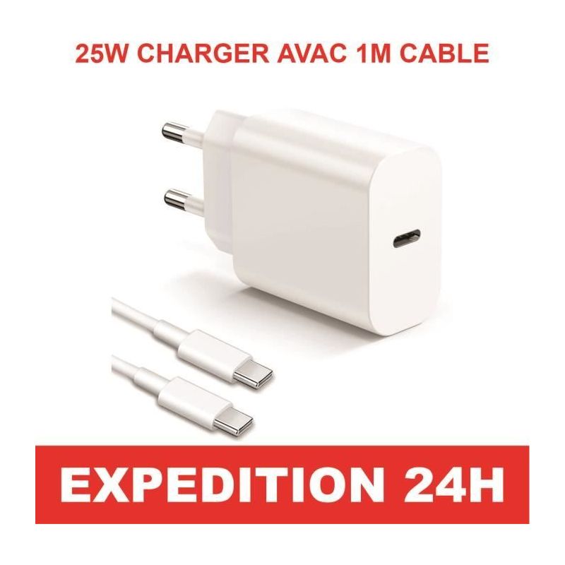 25-w-usb-c-ladegerät – Samsung – Kompatibel Mit Galaxy S9/s10 – 1-m-kabel – Schnellladefunktion – Weiß