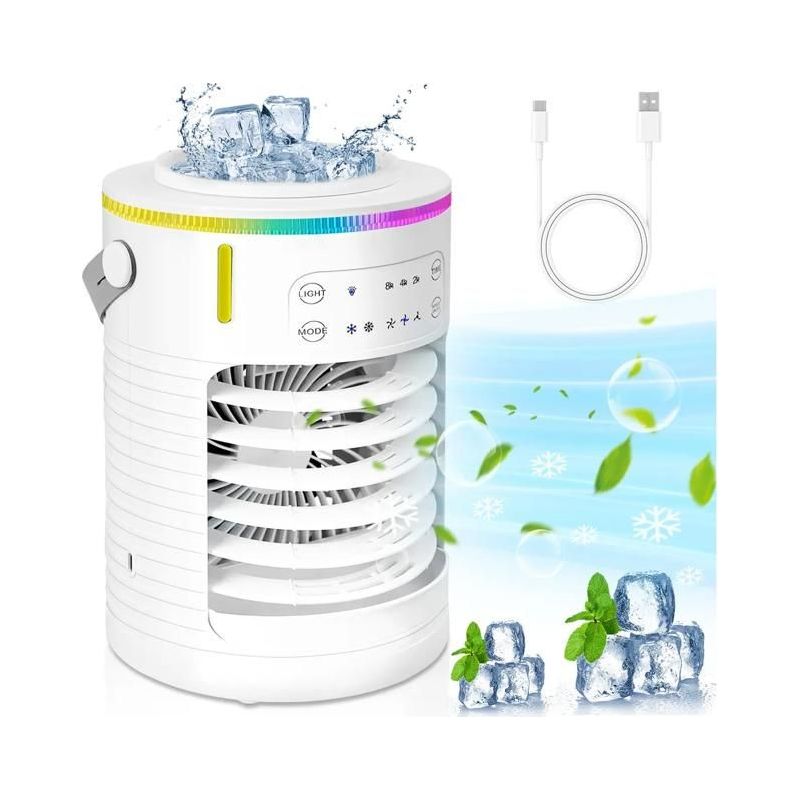 Brillsten Mini-tragbare Klimaanlage 600 Ml Usb – Leiser Ventilator Mit 3 Geschwindigkeitsstufen, Luftbefeuchter Und Luftreiniger