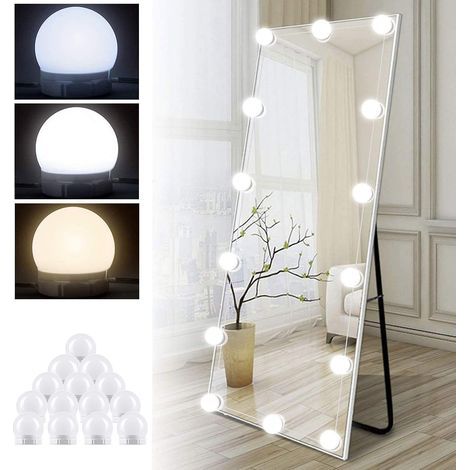 Generic-spiegellicht-set Mit 14 Glühbirnen Für Make-up-schminktisch, Dimmbarer Hollywood-led-spiegel, Usb-schminktischlampe Mit Schalter Und Kabel, 3 Farben Und 10 Helligkeiten, Selbstklebende -beleuc