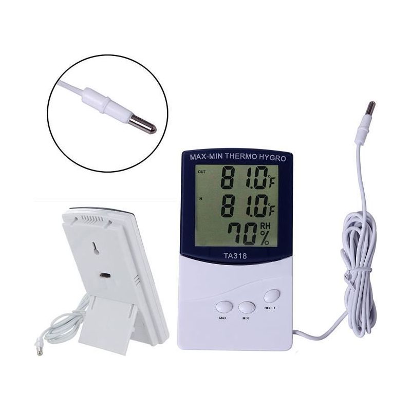 Digitales Thermometer Mit 2 Innen-/außensensoren Und Wetteralarm