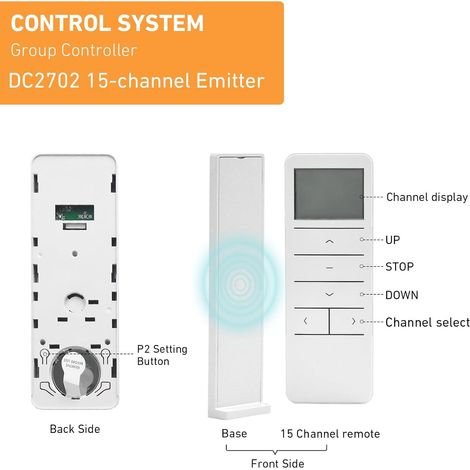 Télécommande 15 Canaux Rf433 - Pour Stores Moteurs Et Volets - Portée 200m