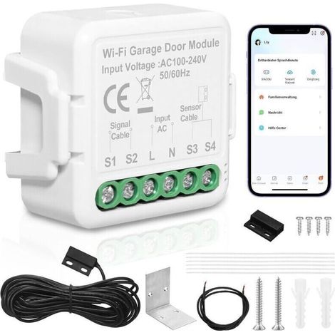 Ouvre Portail Connecté Ouvre-porte De Garage Connecté Wifi, Contrôle De L'Application Tuya Télécommande De Porte Intelligent Compatible Avec Alexa, Google Assistant Commande Vocale (1)