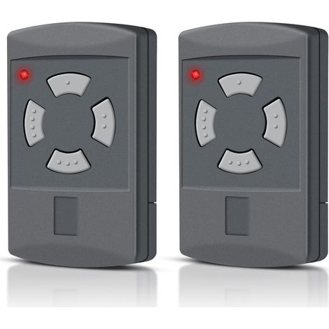 Lot De 2 Télécommandes Pour Porte De Garage - 40,685 Mhz - Compatible Avec Hörmann Hsm4-40, Hsm2-40, Hs2-40, Hs4-40, Hse2-40, Hse4-40, Bouton Gris - 4 Canaux