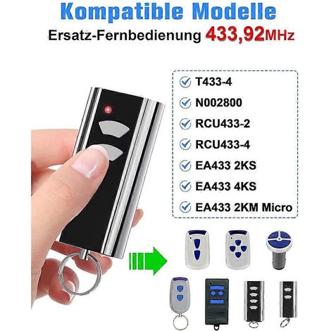 Deux Émetteurs Portatifs De Porte De Garage 433,92 Mhz, Compatibles Avec Standard Steel Entrematic Rcu 433-2, Rcu 433-4, Ea433 2ks Et T433-4.
