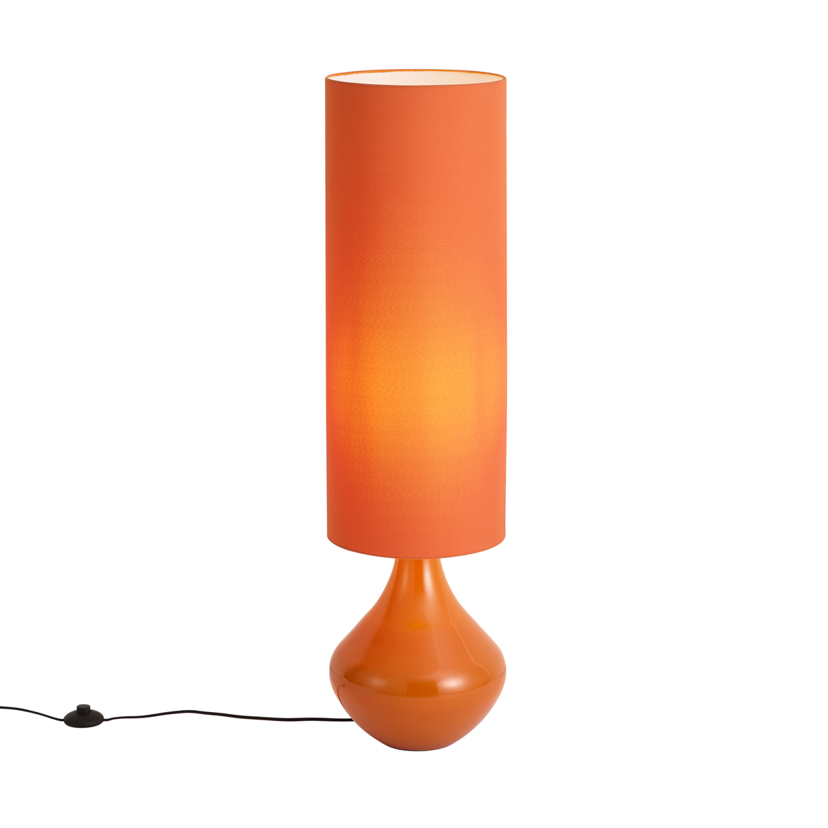 Qazqa Retro-stehleuchte Orange Mit Stoffschirm - Mina