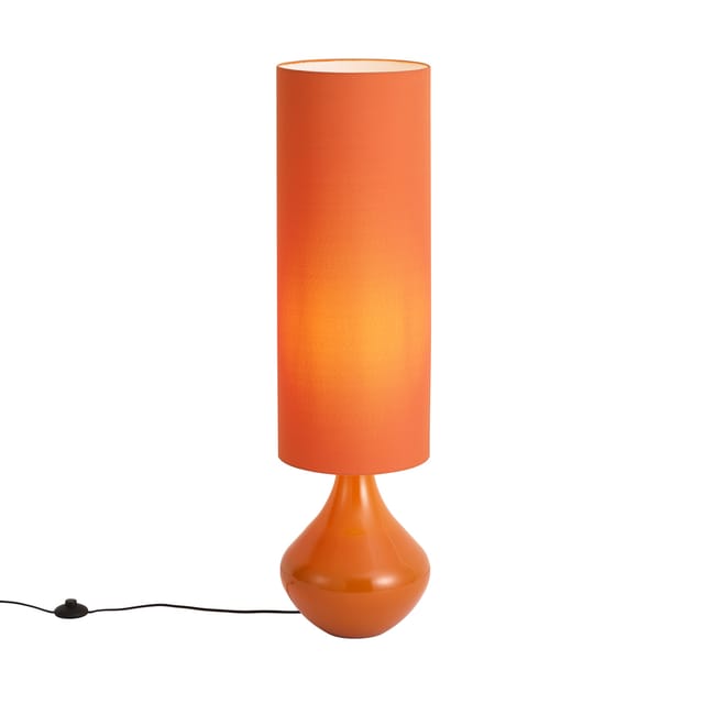Qazqa Retro-stehleuchte Orange Mit Stoffschirm - Mina