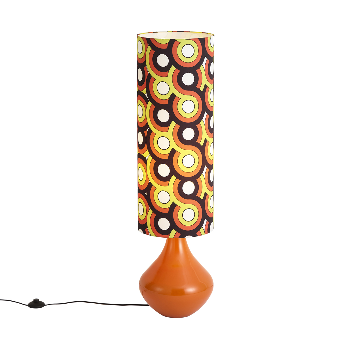 Qazqa Retro Stehleuchte Orange Mit Stoffschirm Mehrfarbig - Mina