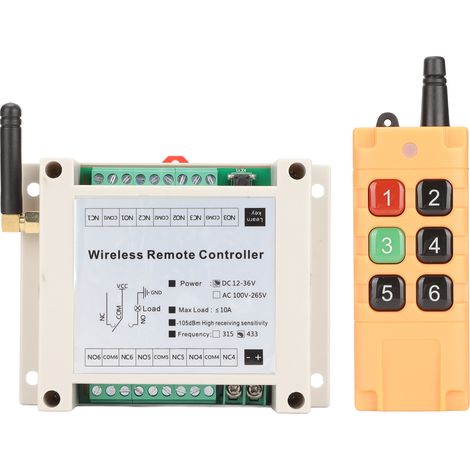 Télécommande Multifonction 6 Canaux 433mhz Relais Pour Portes, Fenêtres Électriques Et Industrie Dc12-36v