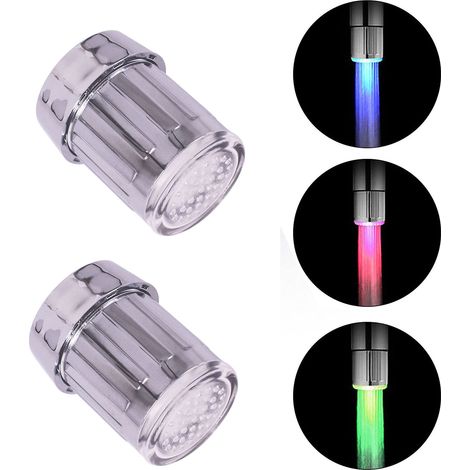 2 Led-wasserhahn-luftsprudler, 3 Farben Und Temperaturregelung Für Das Badezimmer