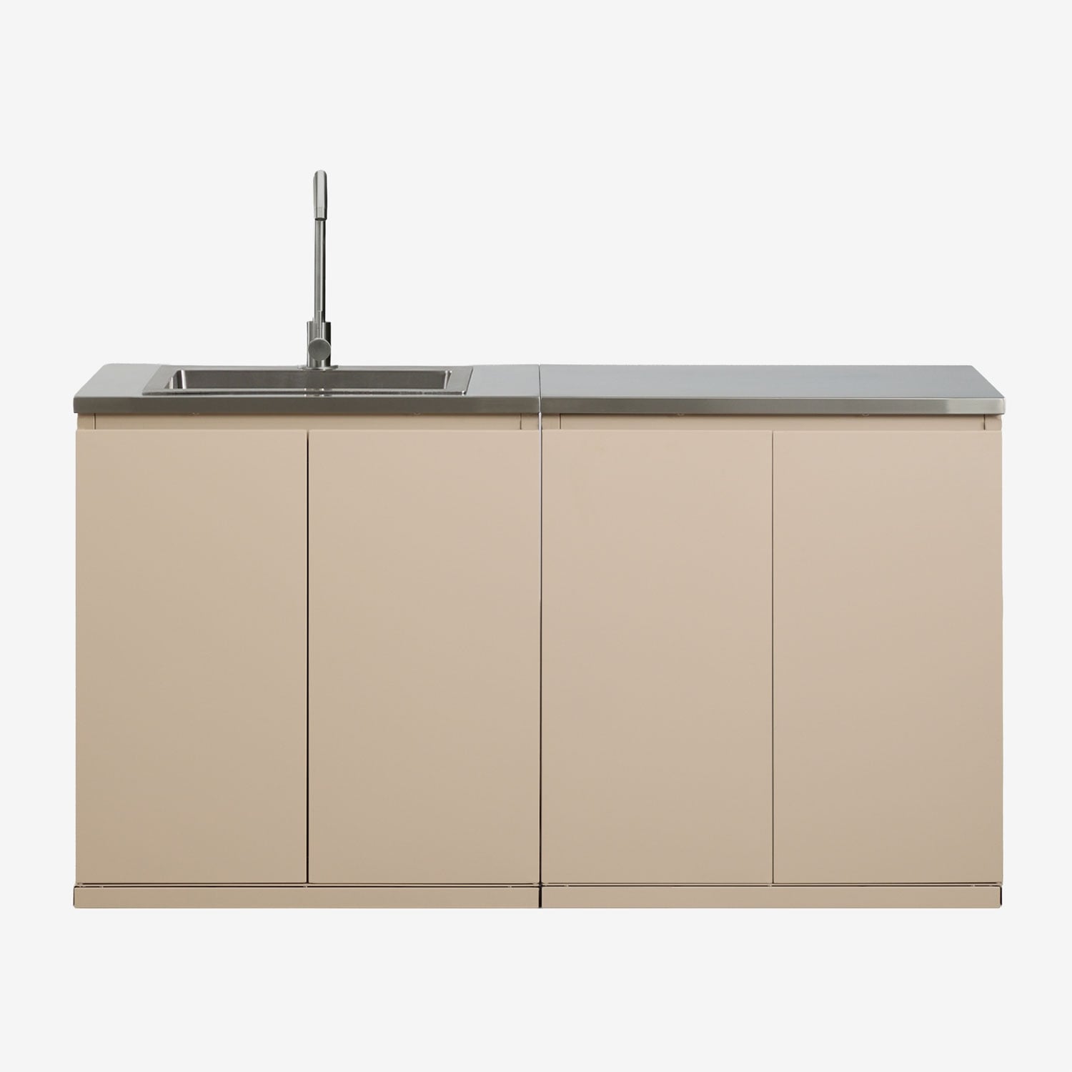 Sklum Modulares Outdoor-küche Aus 2 Teilen Mit Spüle Und Stauraum Aus Rivana-stahl Beige Tapioca