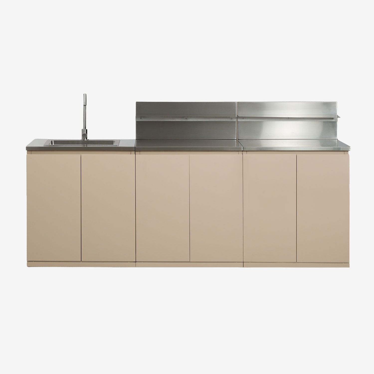 Sklum Modulare 3-teilige Außenküche Mit Spüle, Organizer-panel Und Stauraum Aus Rivana-stahl Beige Tapioca