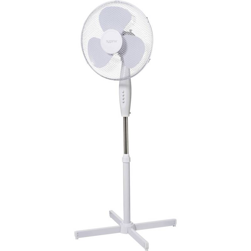 [gebraucht] B-ware Sygonix Standventilator Ventilator Oszillierend Höhenverstellbar 50w Weiß Ø600mm