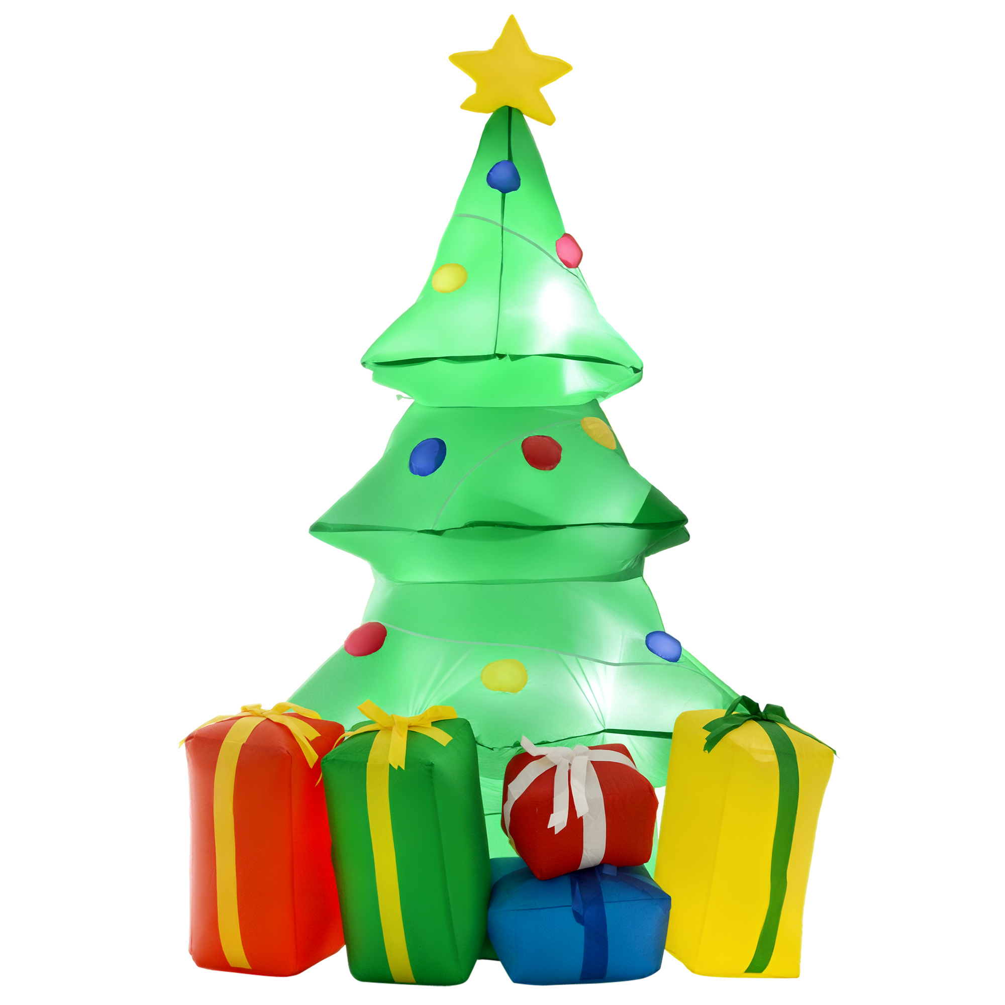 Aufblasbarer Weihnachtsbaum Mit Led-beleuchtung, Inklusive Baum, Geschenken Und Aufblaspumpe, 65 X 75 X 150 Cm, Grün
