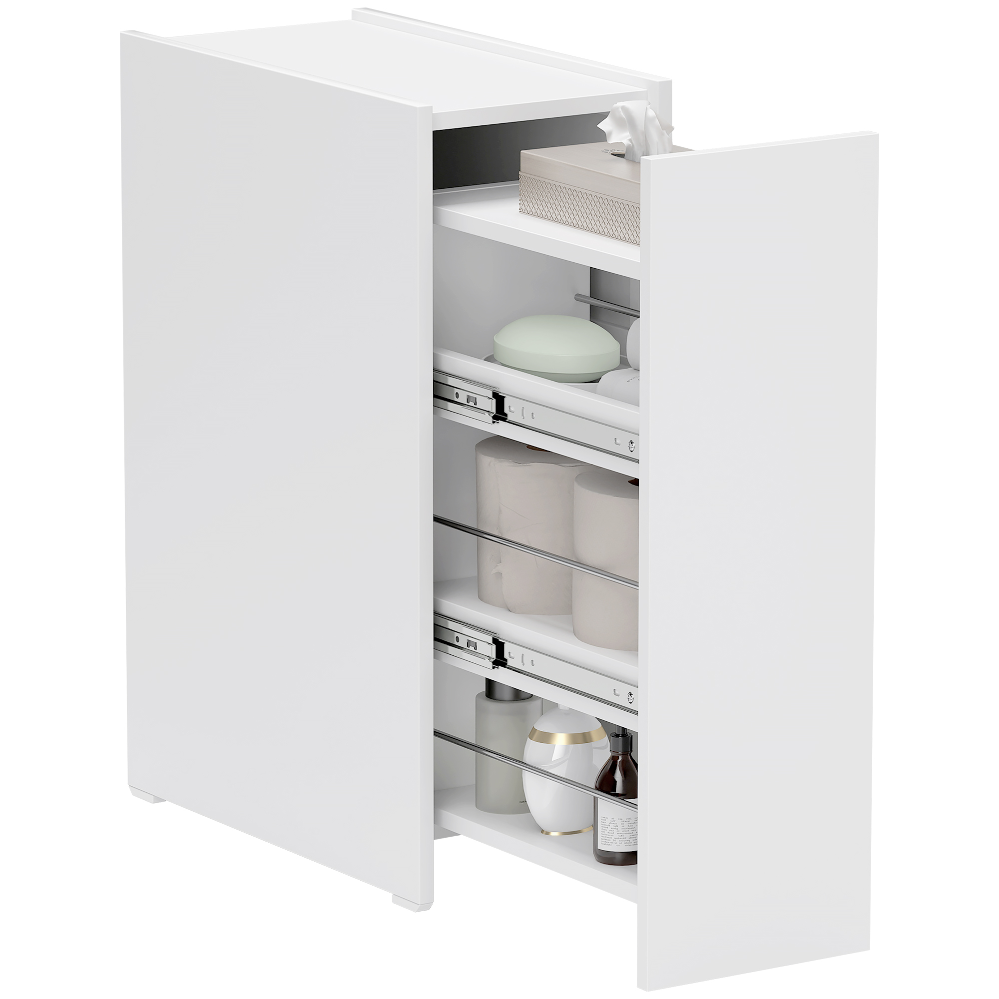 Badezimmerschrank Mit Vierstufiger Schublade Aus Spanplatte Homaire 47x25x66,5 Cm - Weiß