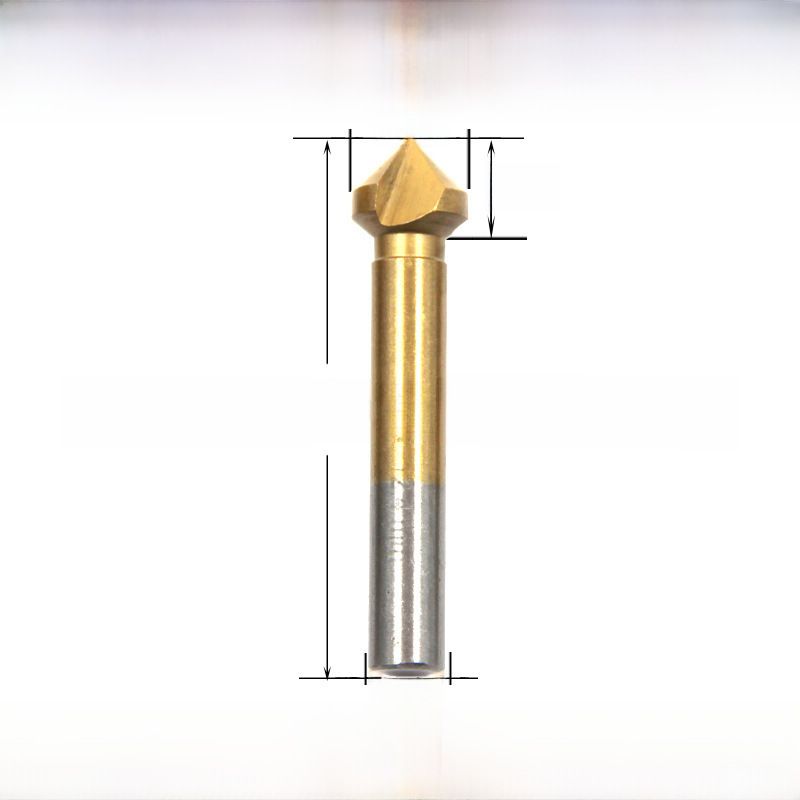 Irovami 90 Grad Titanbeschichtetes Dreiklingen-fasenmesser, Bohr-, Entgratungs-, Fräs-, Fasenwerkzeug, Holzbohrer (12,4 Mm, Titanbeschichtet, Einarmig [21 G])