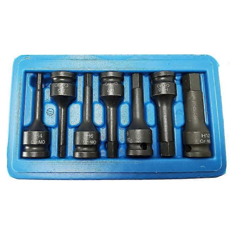 Irovami 7-teiliges 3/8" Chrom-molybdän-stahl-schlagschrauber-steckschlüssel-set, Sechskant-bits, Metrische Innensechskant-steckschlüssel, Vielzahn-schlagschrauber-steckschlüssel-set (4 Mm - 12 Mm)