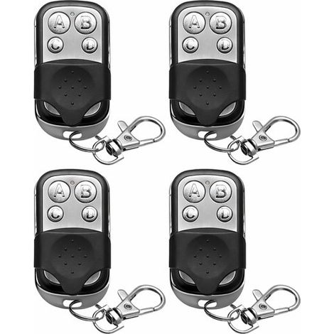 Télécommande De Porte De Garage 433 Mhz – Lot De 4 – Émetteur De Remplacement – Auto-apprentissage / Copiable – Compatible Avec Les Codes Fixes – 4 Boutons – Ouvre-porte De Garage