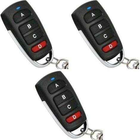 Télécommande Universelle Portail Garage - 433 Mhz - 4 Canaux - Portée 50 À 100 M - Lot De 3