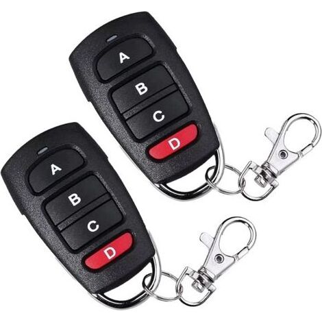 Télécommande Porte De Garage - 433 Mhz - 4 Boutons - Universelle Sans Fil - Lot De 2