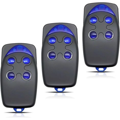 Télécommande 433 Mhz - Porte De Garage - 4 Canaux - Portée 50 À 150 M - Lot De 3