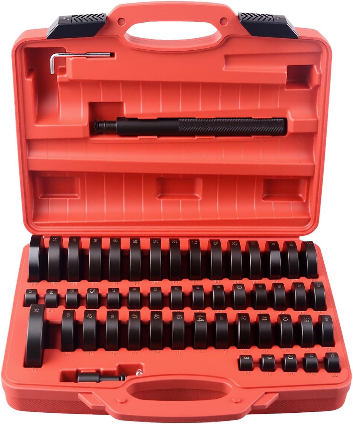52-teiliges Set Inklusive Montagescheiben Für Radlager, Dichtungen, Buchsen, Gummidichtungen, Abzieher Und Druckstücke Zum Einpressen Von 18–65 Mm